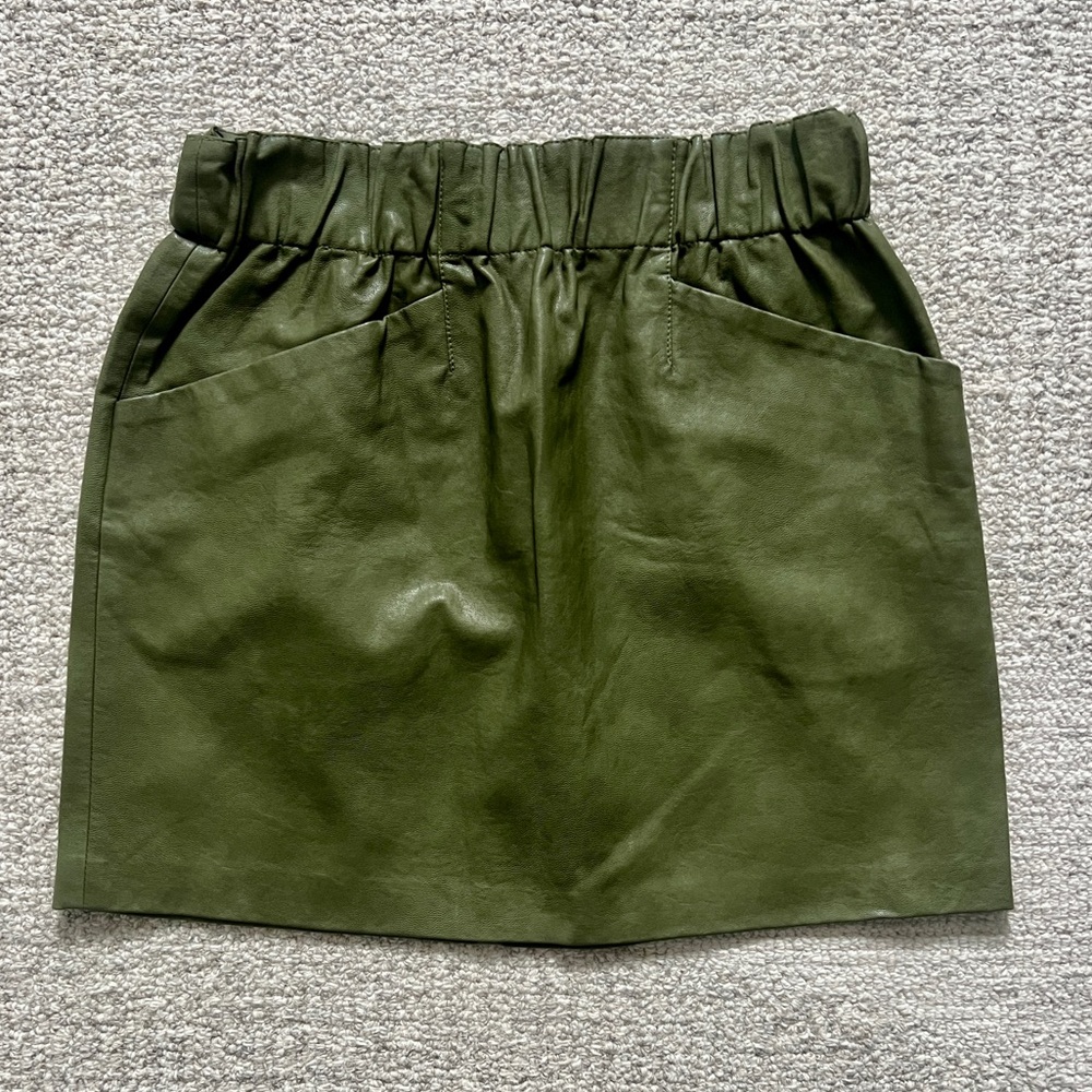 Zara Faux Leather Green Mini Skirt